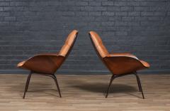 George Mulhauser George Mulhauser Tufted Leather Walnut Lounge Chairs for Plycraft - 4248491