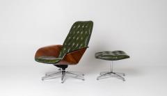 George Mulhauser Mr Chair with Rare Metal Star Base in Moss Green Leather - 4577322