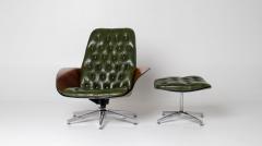 George Mulhauser Mr Chair with Rare Metal Star Base in Moss Green Leather - 4577323