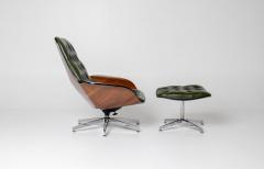 George Mulhauser Mr Chair with Rare Metal Star Base in Moss Green Leather - 4577331