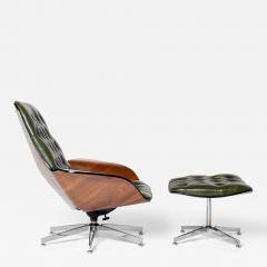 George Mulhauser Mr Chair with Rare Metal Star Base in Moss Green Leather - 4578834