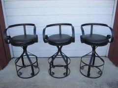 George Mulhauser Rare Set of Five George Mulhauser Sultana Style Iron Swivel Stools Mid Century - 1807628