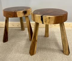 George Nakashima Pair Mid Century Modern Nakashima Style Organic Wooden Two Stools Side Tables - 2616728