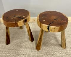 George Nakashima Pair Mid Century Modern Nakashima Style Organic Wooden Two Stools Side Tables - 2616732