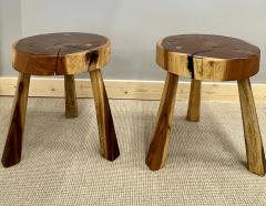 George Nakashima Pair Mid Century Modern Nakashima Style Organic Wooden Two Stools Side Tables - 2616733