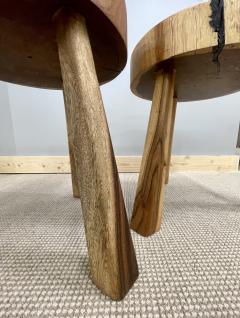 George Nakashima Pair Mid Century Modern Nakashima Style Organic Wooden Two Stools Side Tables - 2616734