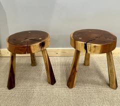 George Nakashima Pair Mid Century Modern Nakashima Style Organic Wooden Two Stools Side Tables - 2616735