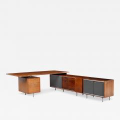 George Nelson 1950s George Nelson rosewood Executive Office Group desk w cabinets - 4402042