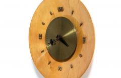 George Nelson George Nelson Birch Brass Wall Clock for Howard Miller - 2298792