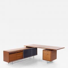 George Nelson George Nelson for Herman Miller 9000 Series Mid Century Walnut Desk and Return - 4125292