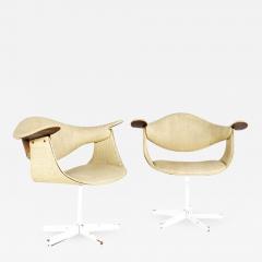 George Nelson George Nelson for Herman Miller Mid Century Swag Wood Leg Chairs Pair - 2374717