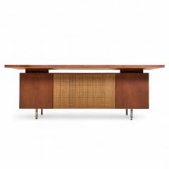 George Nelson George Nelson for Herman Miller Mid Century Walnut and Cane Executive Desk - 4385527