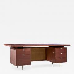 George Nelson George Nelson for Herman Miller Mid Century Walnut and Cane Executive Desk - 4386076