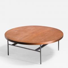 George Nelson Large Round George Nelson Coffee Table in Walnut USA 1950s - 2527291