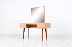 George Nelson Leather Walnut Illuminated Vanity with Mirror Ottoman for Herman Miller - 3243082