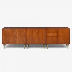 George Nelson Mid Century 3 Piece Credenza Cabinet in Walnut in the Style of George Nelson - 4220006