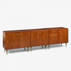 George Nelson Mid Century 3 Piece Credenza Cabinet in Walnut in the Style of George Nelson - 4220007