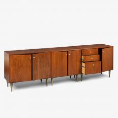 George Nelson Mid Century 3 Piece Credenza Cabinet in Walnut in the Style of George Nelson - 4220008