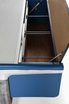 George Nelson Mid Century Desk in Aluminum Lacquer Laminate and Teak by George Nelson 1960s - 4758843