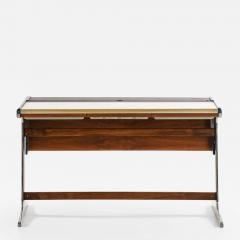 George Nelson Mid Century Desk in Aluminum Lacquer Laminate and Teak by George Nelson 1960s - 4760373