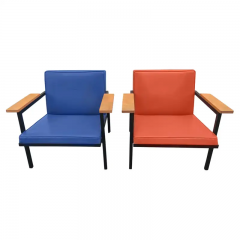 George Nelson Rare Original George Nelson Steel Frame Lounge Chairs Pair Herman Miller 1950s - 2875419