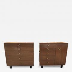 George Nelson Rare Pair George Nelson Primavera Bachelor Chest Cabinet Mid Century X Pulls - 3985956