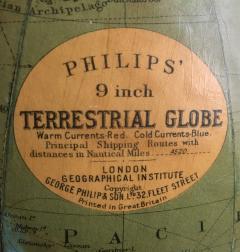 George Philip Son Philips 9 Inch Terrestrial Globe on Stand - 1730492