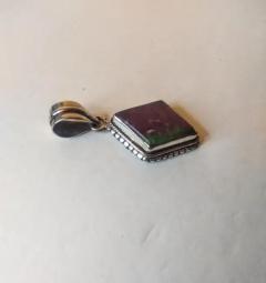 George Randolph Barse Jr Sterling Silver and Purple with Green Inclusion Zoisite Pendant - 3888368