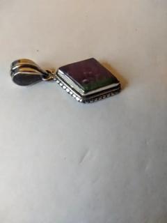 George Randolph Barse Jr Sterling Silver and Purple with Green Inclusion Zoisite Pendant - 3888371