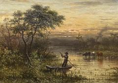 George Riecke Sunset on the River  - 2541633