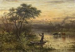 George Riecke Sunset on the River  - 2541635