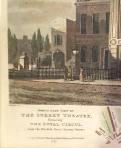 George Sidney Shepherd View of The Surrey Theatre London 1814 Copper Plate Engraving - 3529881