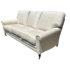 George Smith George Smith White Linen Roll Arm Sofa Settee - 4254782