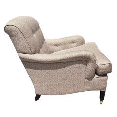 George Smith George Smith White Linen Upholstered Roll Arm Club Chair 1 of 2 - 4254778
