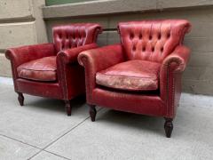 George Smith Pair George Smith Leather Club Chairs - 1484290