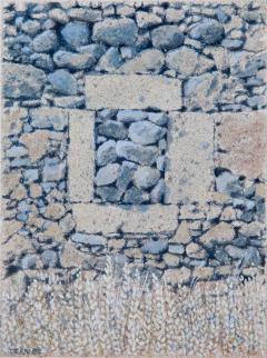 George Tzannes Ancient Rock Wall with Stone filled Window Figurative Painting of Greek Wall - 3814723