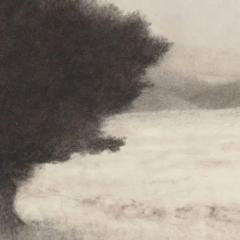 George Tzannes Landscape with Olive Tree Black and White Landscape of Greek Island - 3816733