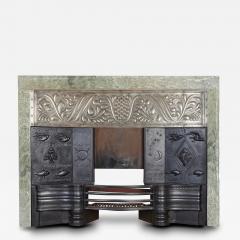 George Washington Jack George Jack Arts Crafts cast iron plated copper Cipollino marble fireplace - 4221824
