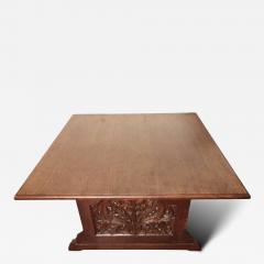 George Washington Jack George Jack Morris Co attr Arts Crafts oak carved library table double desk - 4233029