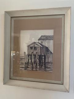 George Wharton Edwards MID CENTURY HOUSE ON OCEAN CHARCOAL DRAWING IN THE MANNER OF WHARTON ESHERICK - 2413931