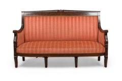 Georges Bellanger Bellanger French Empire Mahogany Pink and Red Stripe Upholstered Settee - 4272360