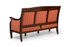 Georges Bellanger Bellanger French Empire Mahogany Pink and Red Stripe Upholstered Settee - 4272362