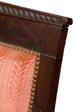 Georges Bellanger Bellanger French Empire Mahogany Pink and Red Stripe Upholstered Settee - 4272364