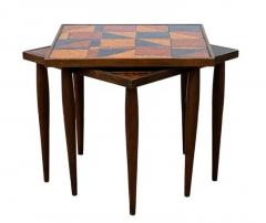 Georges Briard Pair of Mid Century Modern Georges Briard Stacking End Tables in Walnut Glass - 3433300