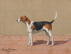 Georges Busson Art Deco Beagle Watercolor 1 - 3189228