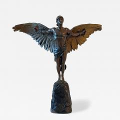 Georges Colin Icarus Muscular Man Nude Bronze with Wings Signed G Colin and stamped 5888 - 4689664