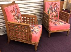 Georges Deveche Georges Deveche rarest carved oak pair of chairs with tapestry - 1230497