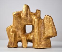 Georges Dobbels Gilt Terra Cotta Abstract Sculpture 1970s - 4544288