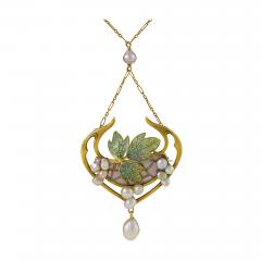 Georges Fouquet Georges Fouquet French Art Nouveau Opal Pearl Gold and Plique Jour Enamel - 293785