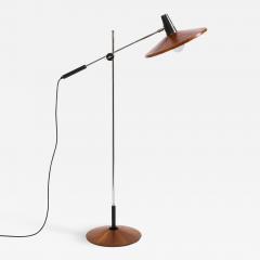 Georges Frydman Mid Century Wood Chrome Floor Lamp by Georges Frydman for Temde Leuchten - 2050795